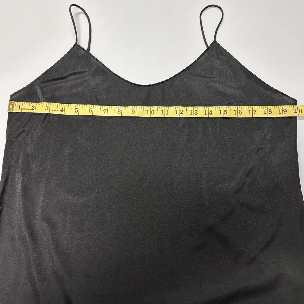 Vanity Fair‎ Long Full Slip Dress Size 40 Black Satin Nylon Vintage 90s USA